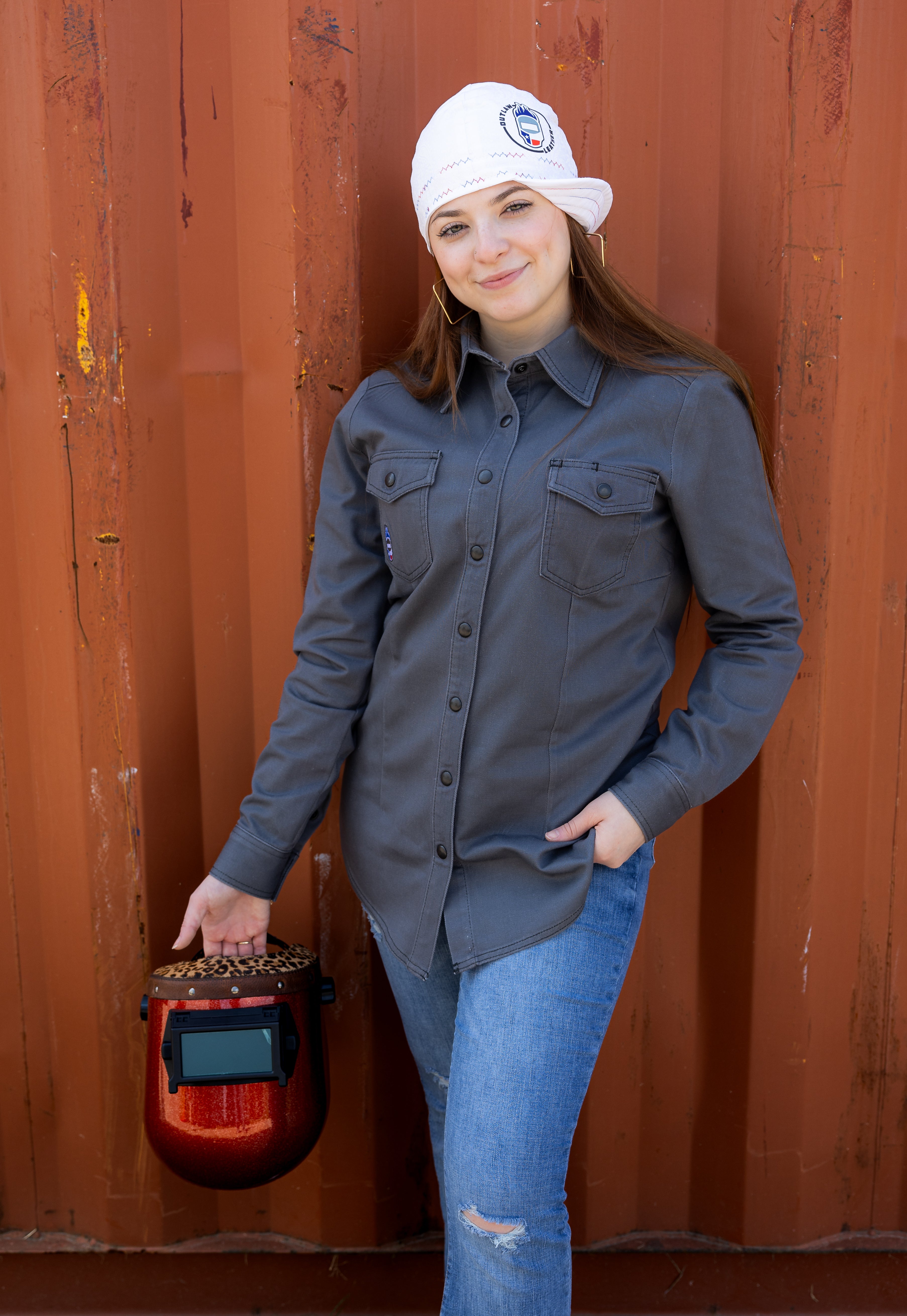 Outlaw Leather - Up in Smoke FR Woman Welding Shirt - Gray (Copy)